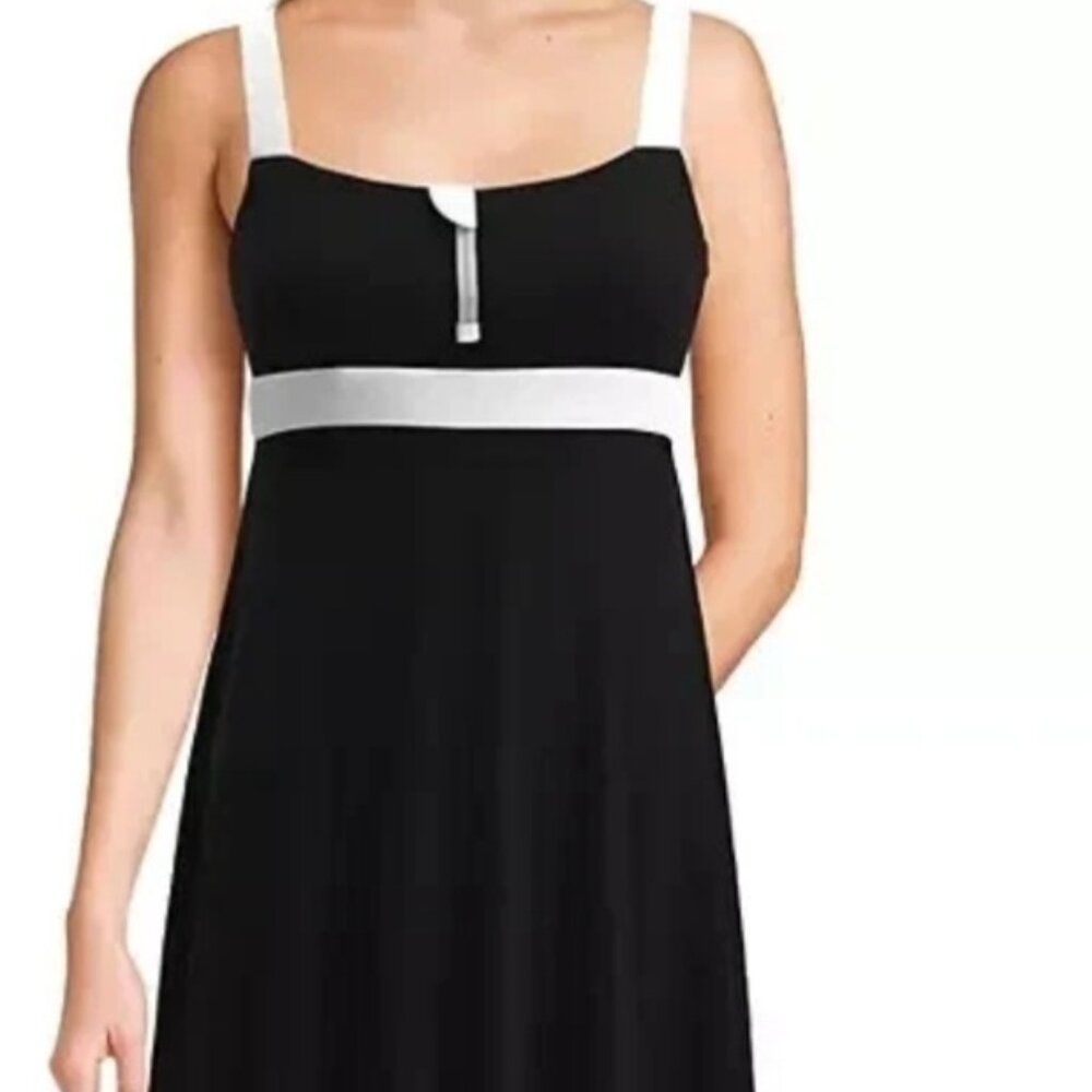 Lands' End Women's Zip Front Swim Dress Size L